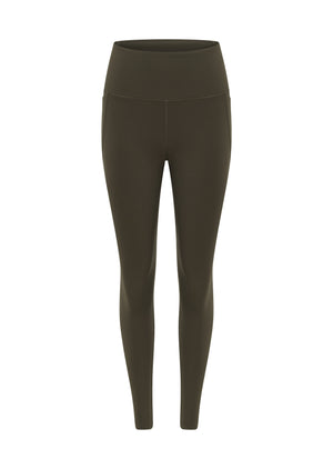 Lorna Jane Amy No Chafe Phone Pocket Full Length Leggings - Dark Khaki Haze