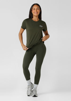 Lorna Jane Amy No Chafe Phone Pocket Full Length Leggings - Luxury Green