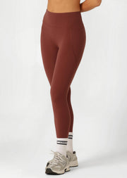 Lorna Jane Amy No Ride Phone Pocket Ankle Biter Leggings - Dark Spice
