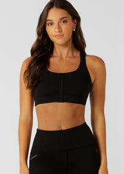 Lorna Jane Easy Zip On Max Support Sports Bra - Recycled Black
