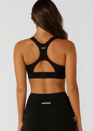 Lorna Jane Easy Zip On Max Support Sports Bra - Recycled Black