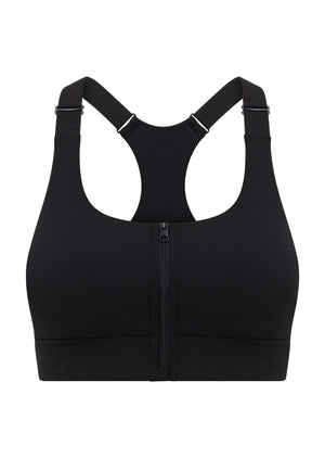 Lorna Jane Easy Zip On Max Support Sports Bra - Recycled Black