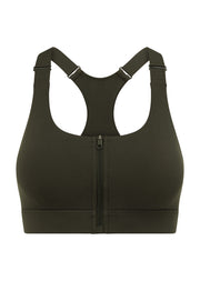 Lorna Jane Easy Zip On Max Support Sports Bra - Dark Luxury Green