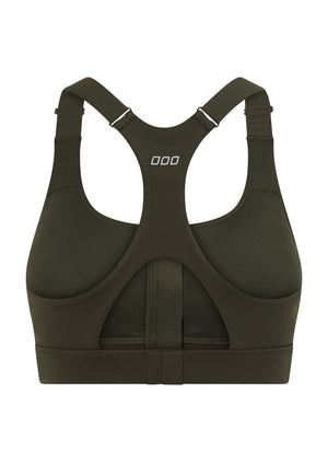 Lorna Jane Easy Zip On Max Support Sports Bra - Dark Luxury Green