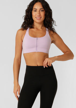 Lorna Jane Easy Zip On Max Support Sports Bra - Dusty Lilac