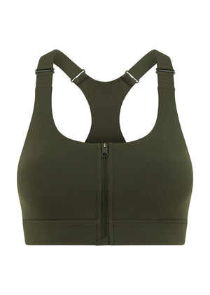 Lorna Jane Easy Zip On Max Support Sports Bra - Luxury Green