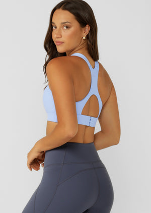 Lorna Jane Easy Zip On Max Support Sports Bra - Oxford Blue
