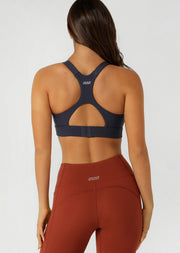 Lorna Jane Easy Zip On Max Support Sports Bra - Platinum Navy