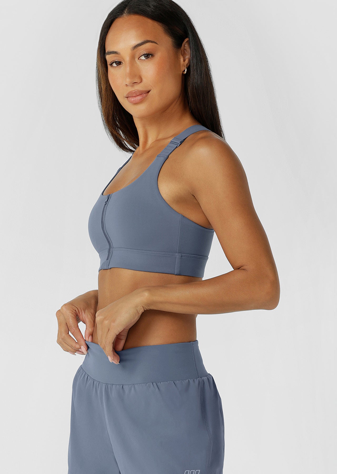 Lorna Jane Easy Zip On Max Support Sports Bra - Powder Grey