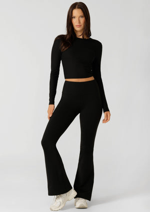 Lorna Jane Lotus Thermal Flared Leggings - Black