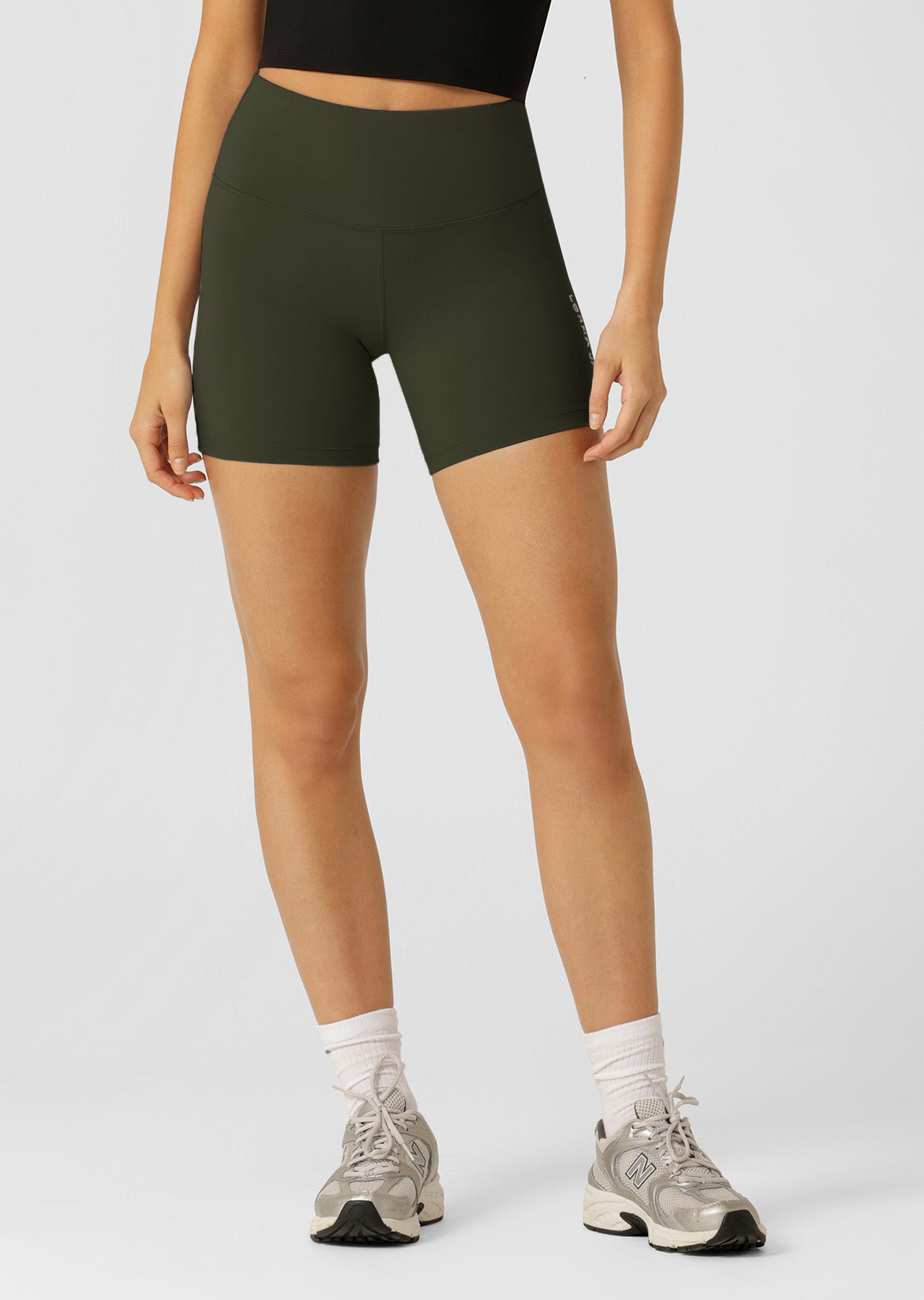 Lorna Jane Lotus No Chafe Phone Pocket 14cm Bike Shorts - Luxury Green