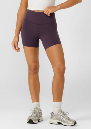 Lorna Jane Lotus No Chafe Phone Pocket 14cm Bike Shorts - Midnight Plum
