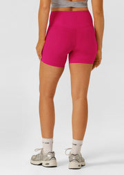 Lorna Jane Lotus No Chafe Phone Pocket 14cm Bike Shorts - Vivid Pink