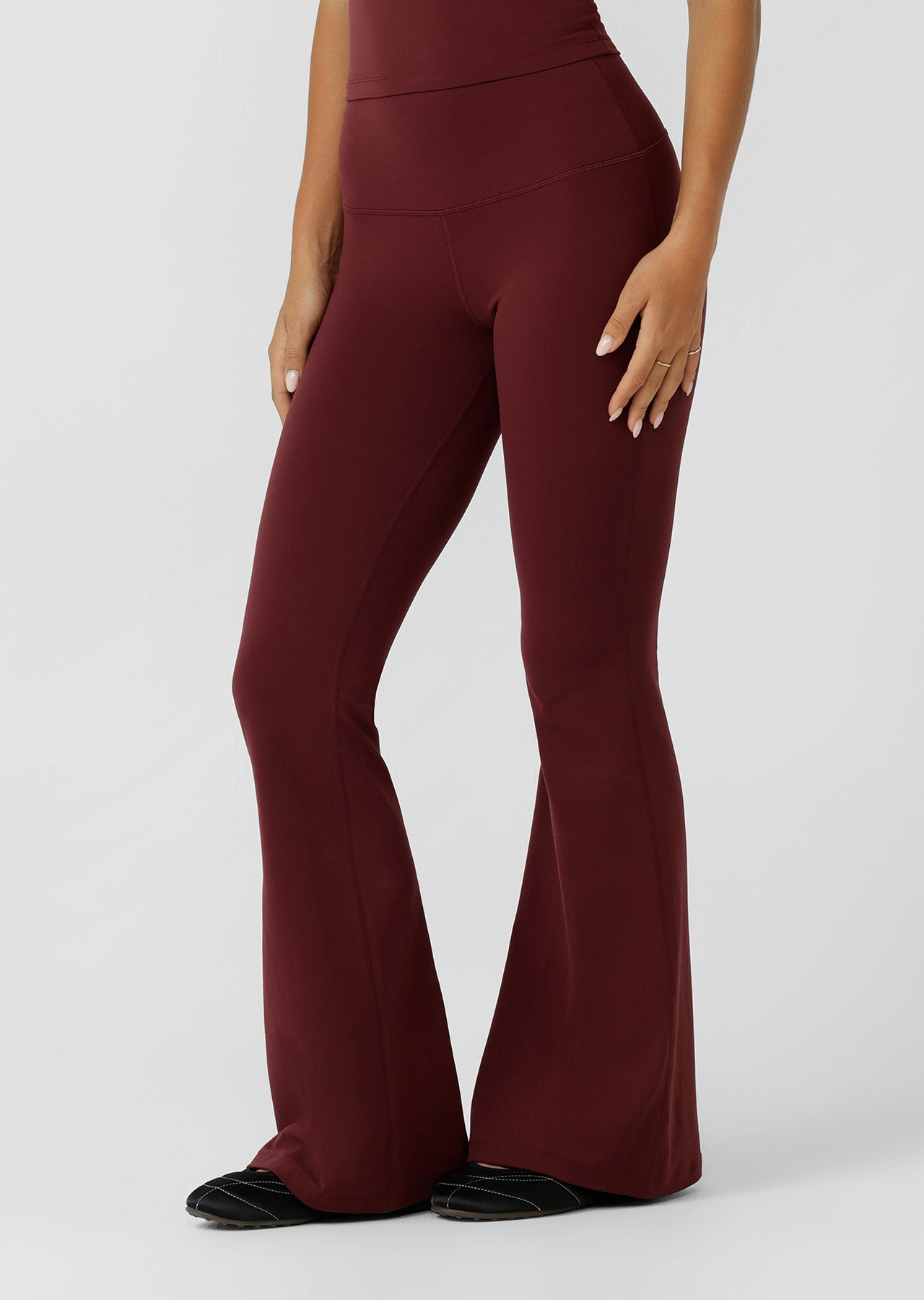 Lorna Jane Liberty Flared Leggings - Dark Ruby