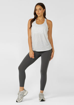 Lorna Jane Lotus Slouchy Tank - Light Grey Marl