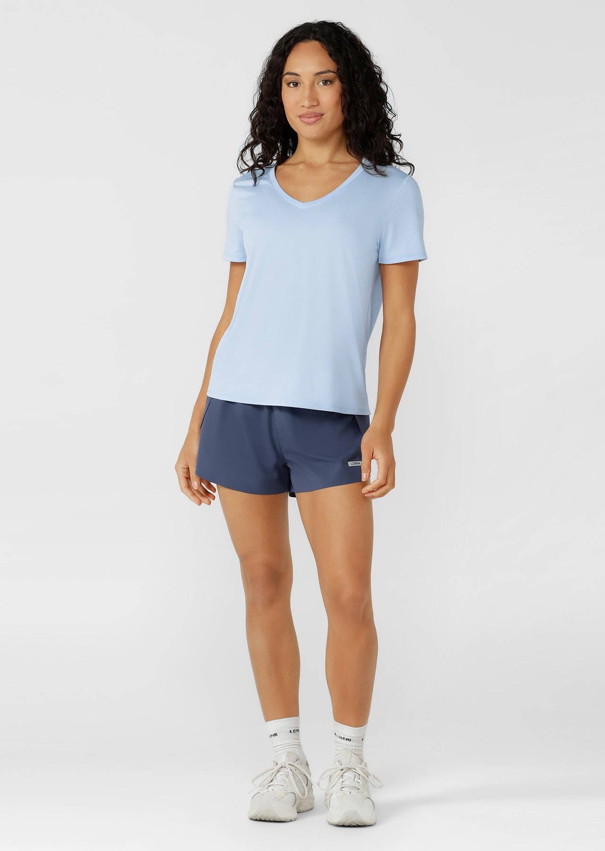 Lorna Jane Amy Dynamic Active V-Neck T-Shirt - Light Moontide Marl