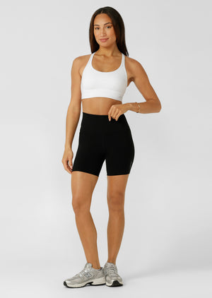 Lorna Jane Amy No Chafe Phone Pocket 14cm Bike Shorts - Recycled Black