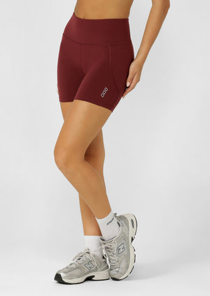 Lorna Jane Amy No Chafe Phone Pocket 14cm Bike Shorts - Cranberry