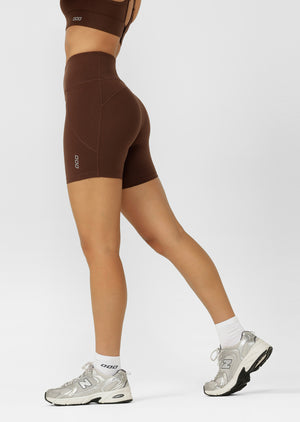 Lorna Jane Amy No Chafe Phone Pocket 14cm Bike Shorts - Espresso