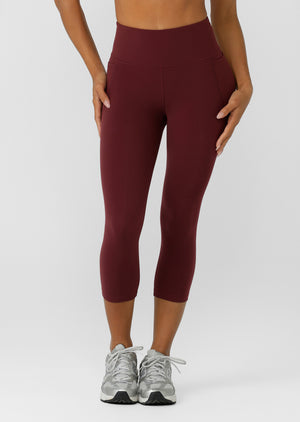 Lorna Jane Amy No Chafe Phone Pocket 7/8 Leggings - Cranberry