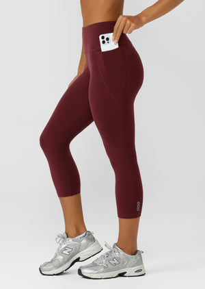 Lorna Jane Amy No Chafe Phone Pocket 7/8 Leggings - Cranberry