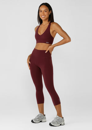 Lorna Jane Amy No Chafe Phone Pocket 7/8 Leggings - Cranberry