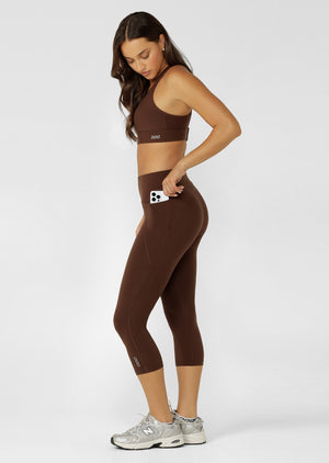 Lorna Jane Amy No Chafe Phone Pocket 7/8 Leggings - Espresso