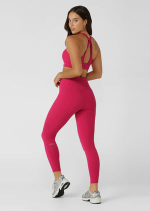 Lorna Jane Amy No Chafe Phone Pocket Ankle Biter Leggings - Raspberry