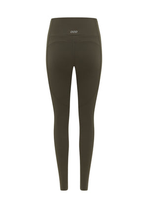 Lorna Jane Booty Lift And Support Pocket Full Length Leggings - Dark Khaki Haze