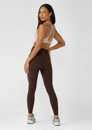 Lorna Jane Booty Lift And Support Pocket Full Length Leggings - Espresso