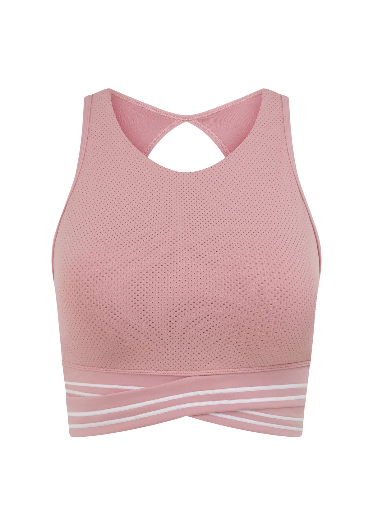 Lorna Jane Get Fit Stripe Sports Bra - Dusty Rose