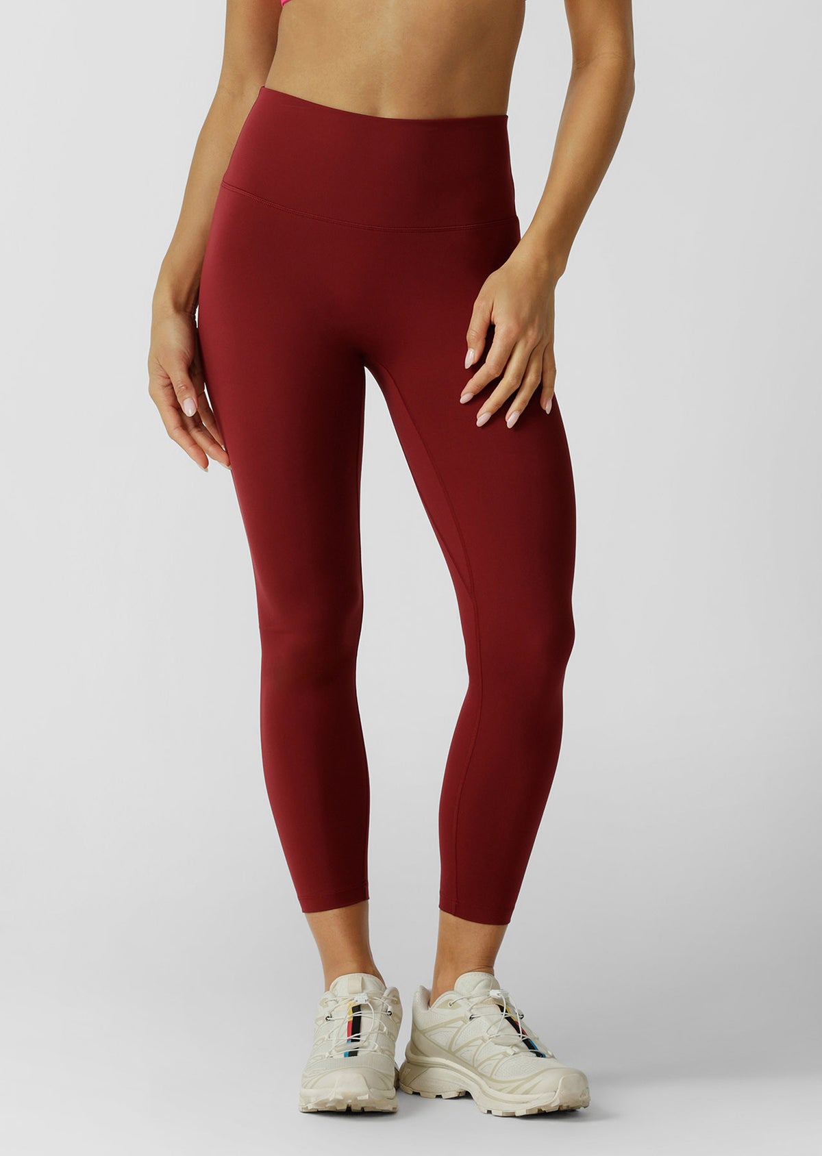 Lorna Jane Lotus Phone Pocket Ankle Biter Leggings - Cherry