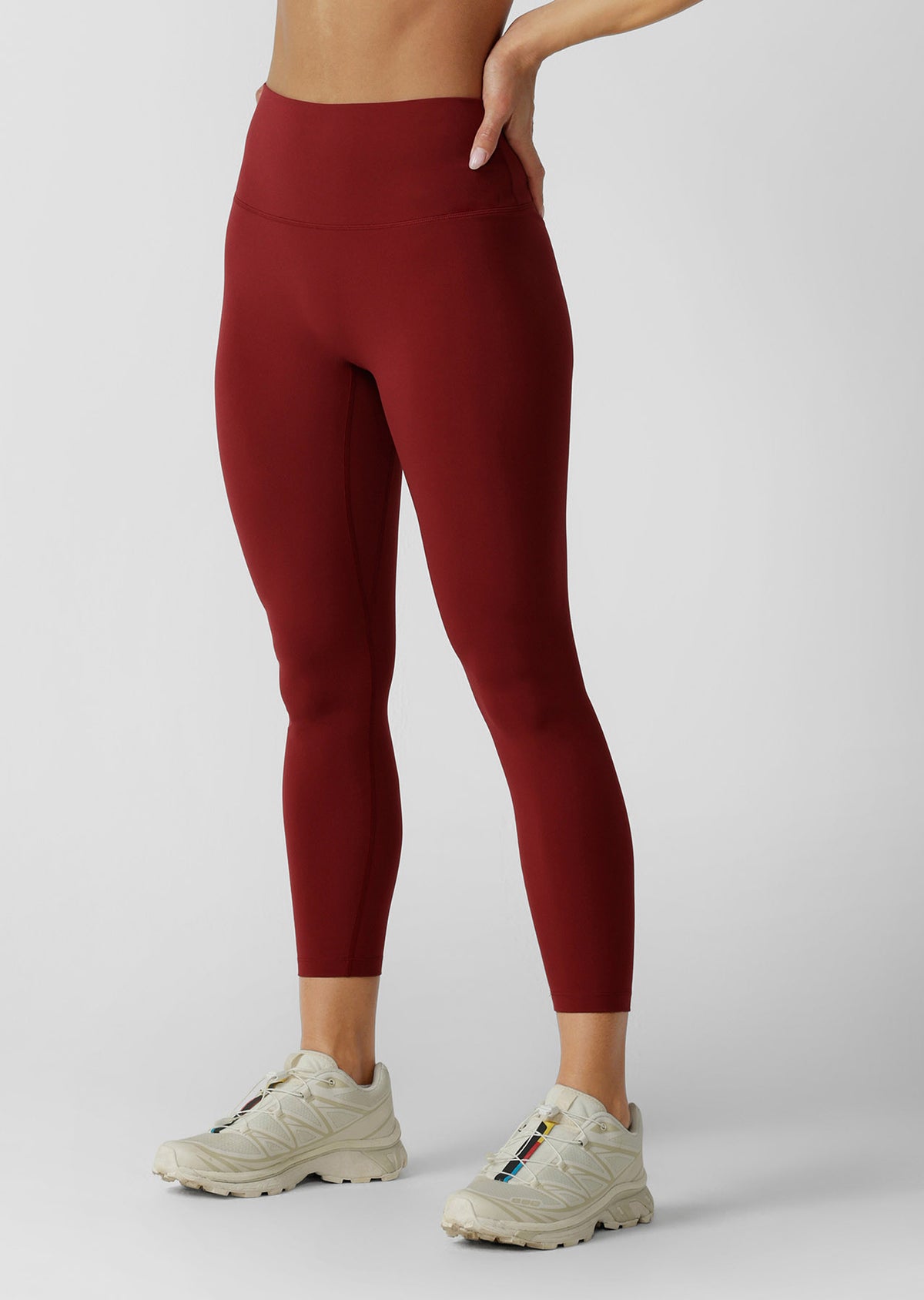 Lorna Jane Lotus Phone Pocket Ankle Biter Leggings - Cherry