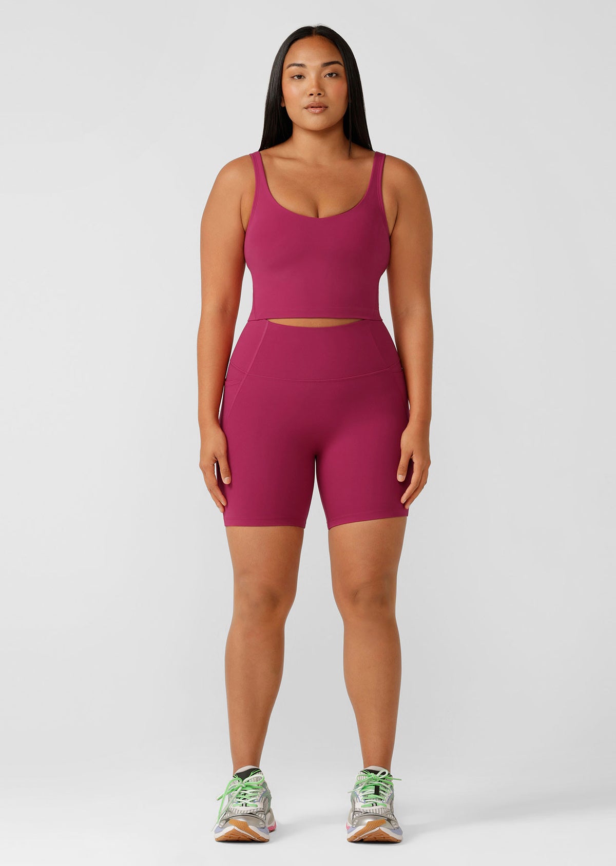 Lorna Jane Hi-Fold No Ride Pocket Bike Shorts - Persian Rose