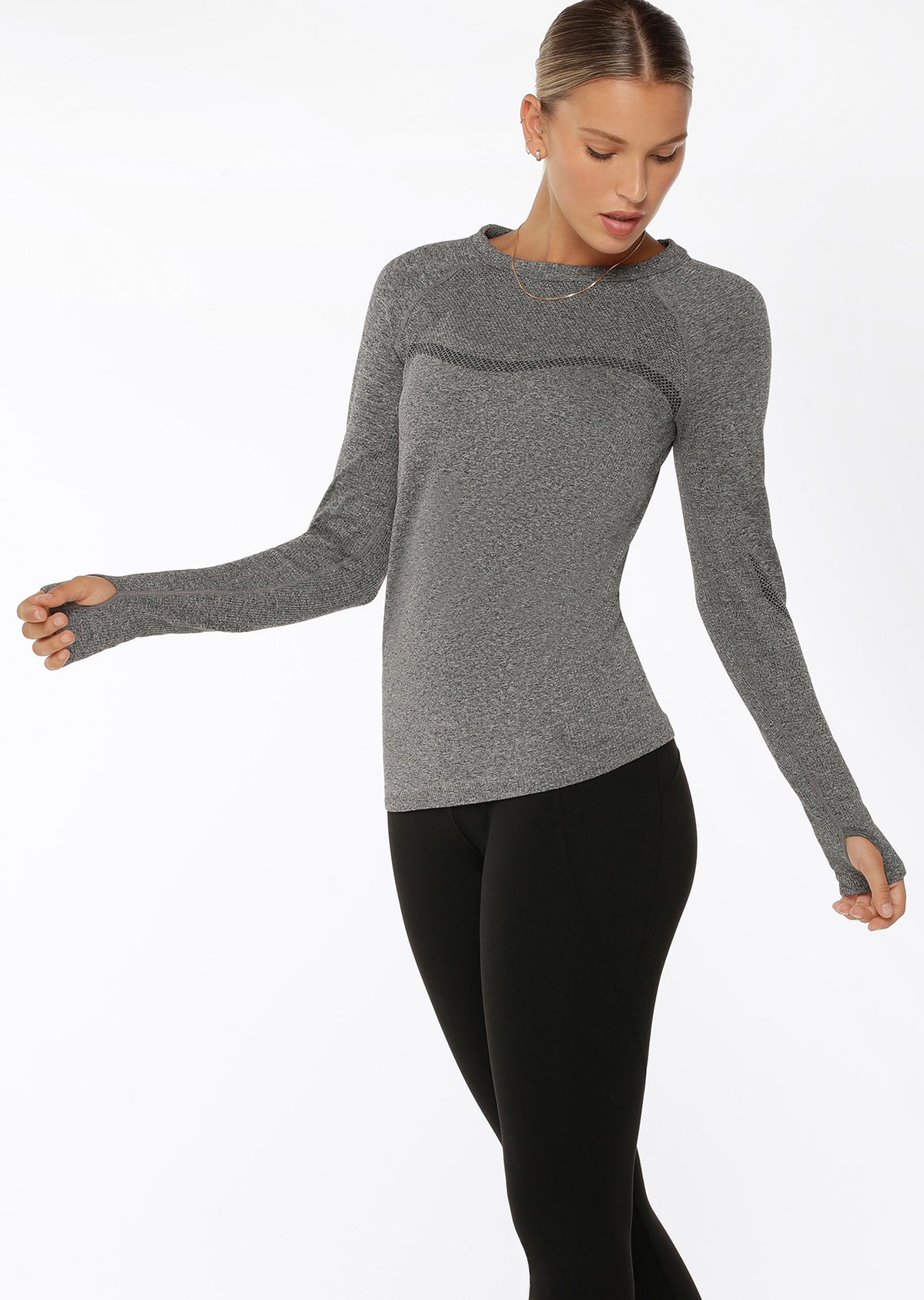 Lorna Jane Perform Seamless Long Sleeve Top - Char Marl