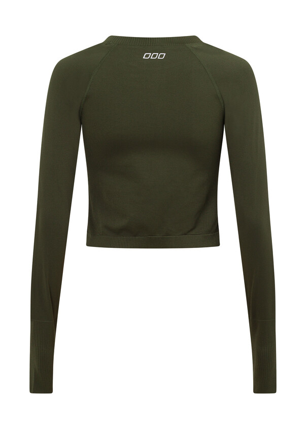 Dynamic Seamless Cropped Long Sleeve Top | Green | Lorna Jane AU