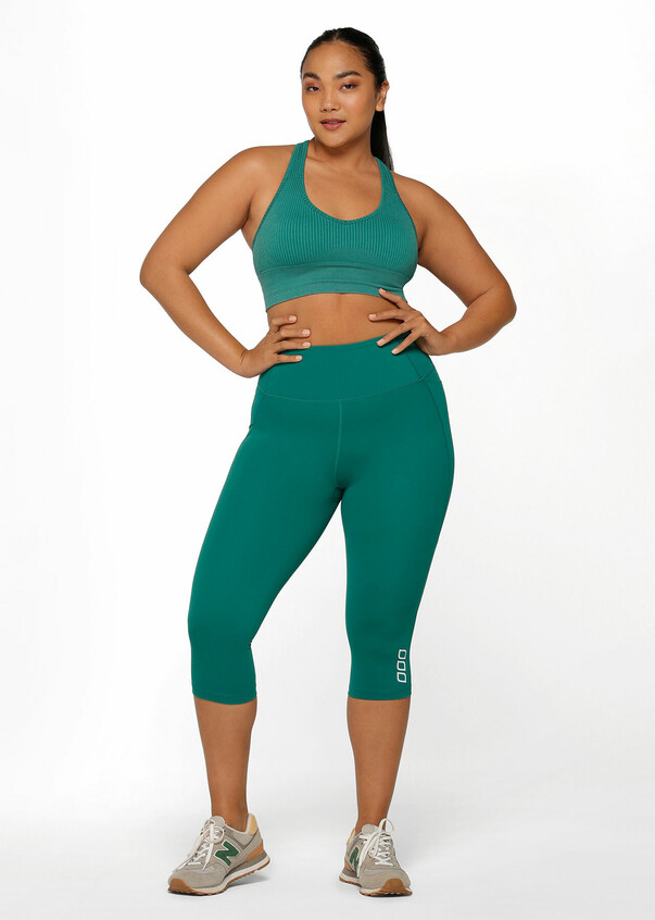 Ruched No Chafe 3/4 Leggings, Green