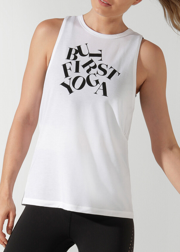 But First, Yoga Tank, White